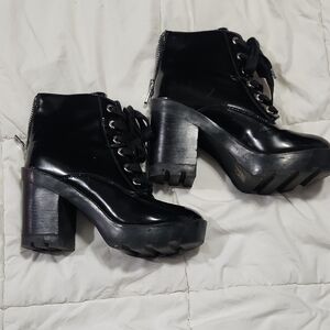 Black Chunky Heel Ankle Boots